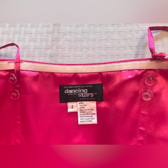 La Femme Pink White Embellished Silk Cocktail Dress, Size 2 - Picture 4 of 4